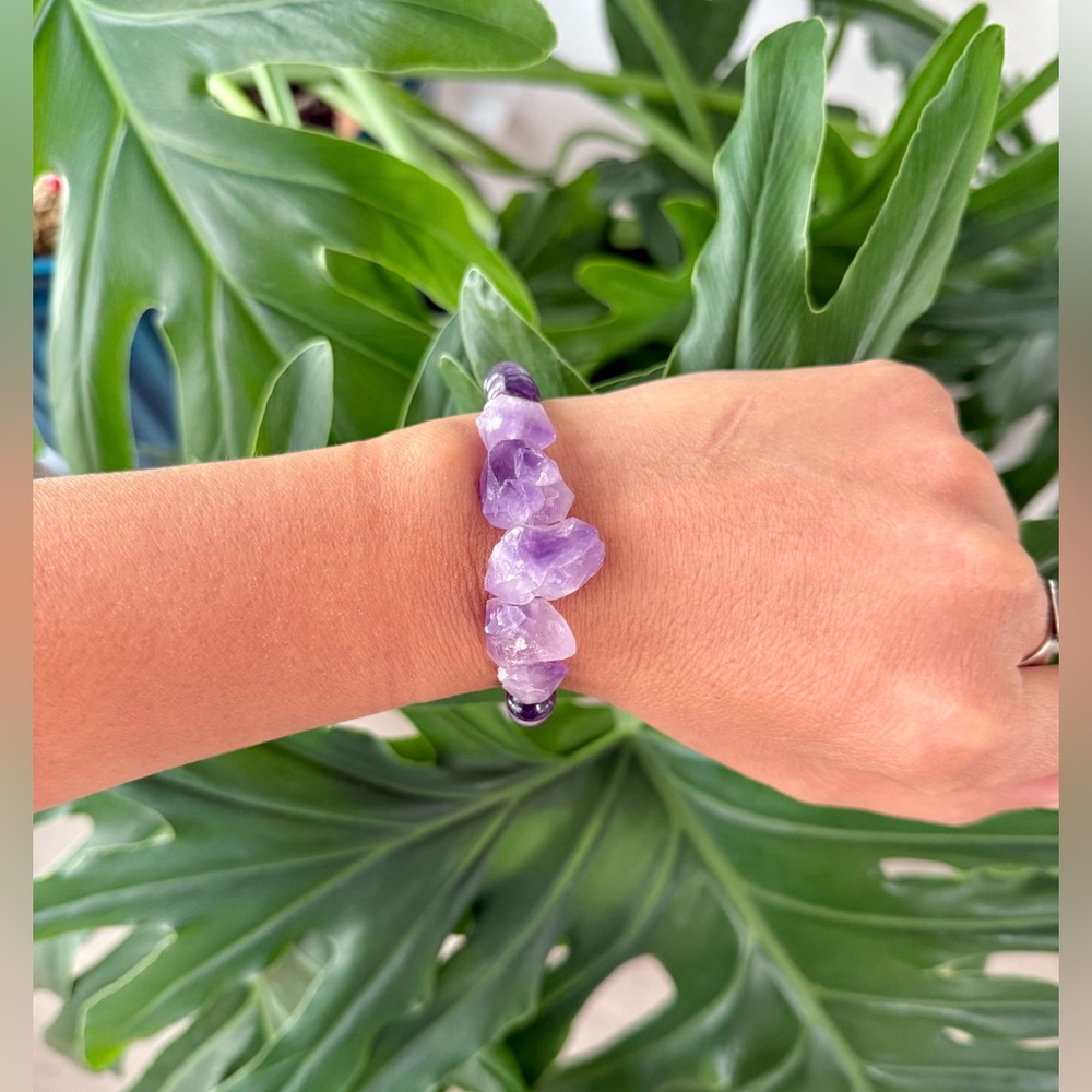 Amethyst Bracelet (one) || Handmade stretchy